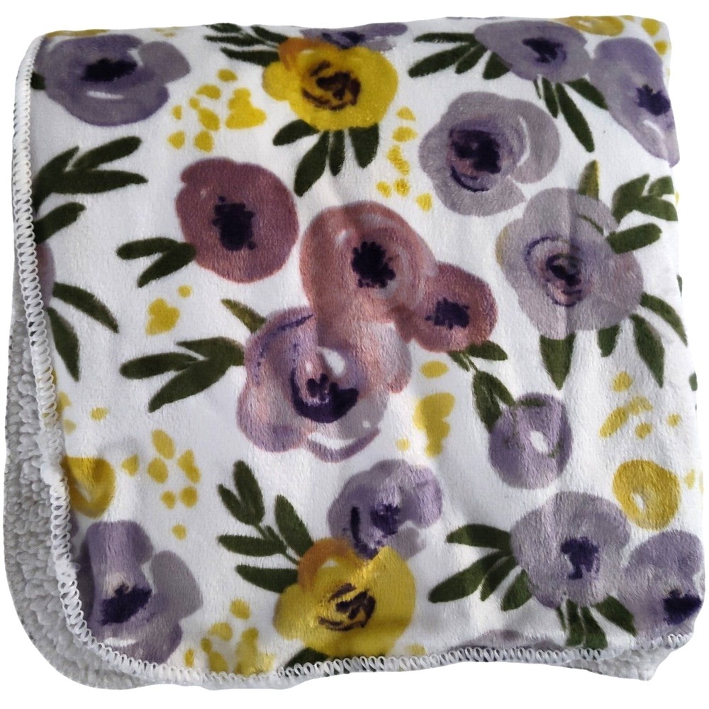 SL Home Fashions RN: 119741 Floral Baby Girl Blanket White Sherpa Rose Flower